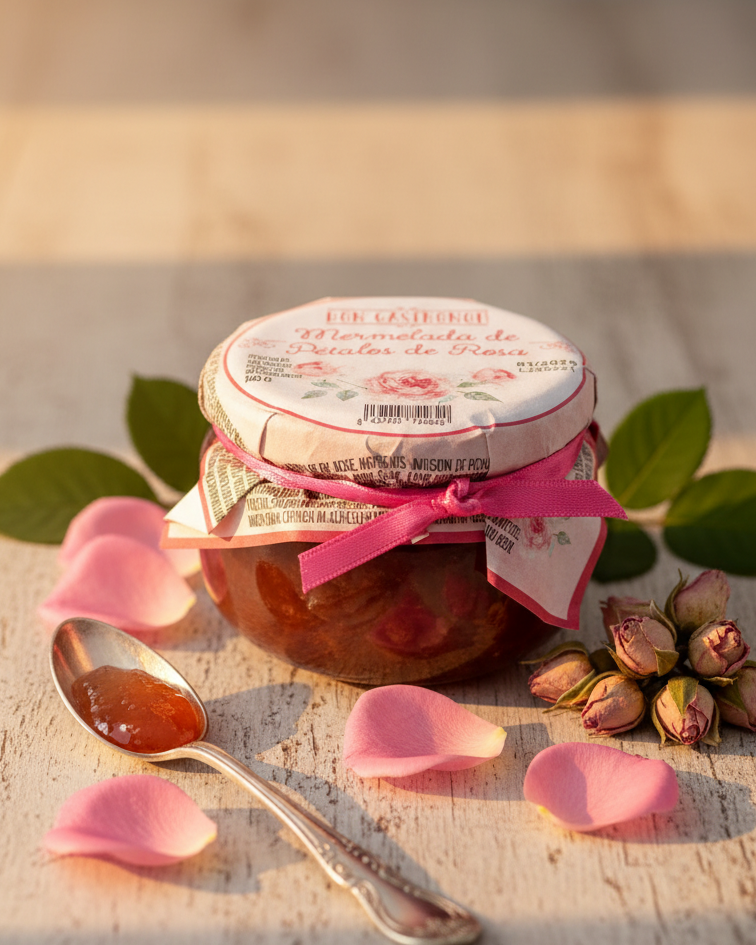 Don Gastronom rose petal artisan spread, styled with dried roses