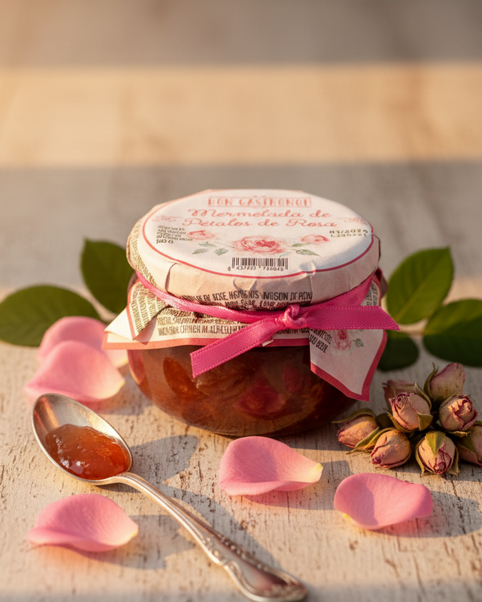 Don Gastronom rose petal artisan spread, styled with dried roses