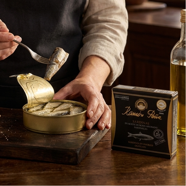 Ramón Peña (Gold Line): Small Sardines "Do Xeito" in Smoked Olive Oil (10-15 pieces)