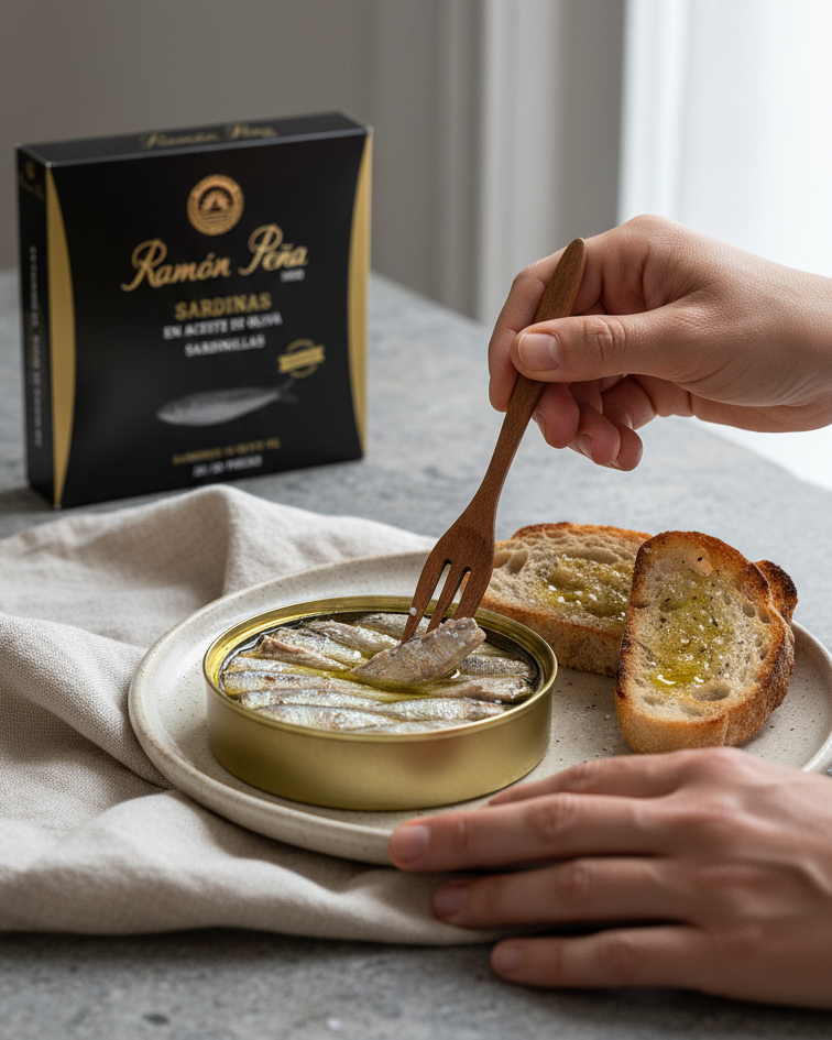 Ramon Pena gold line sardines in olive oil, 20-25 pieces, premium tin