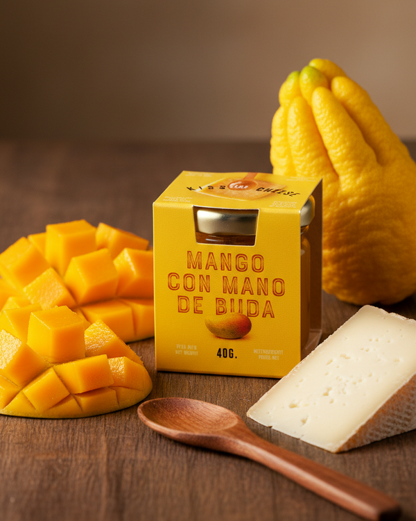Kiss the Cheese mango Buddha's hand jam, tropical mini jar