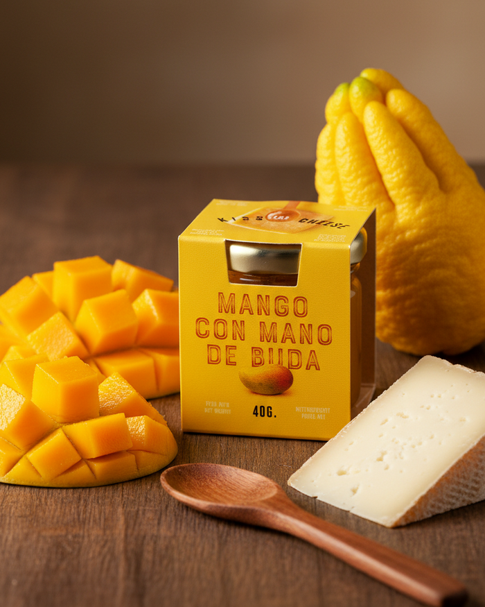 Kiss the Cheese mango Buddha's hand jam, tropical mini jar