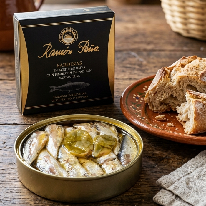 Ramón Peña (Gold Line): Sardines (20+ pcs) with Padrón Peppers