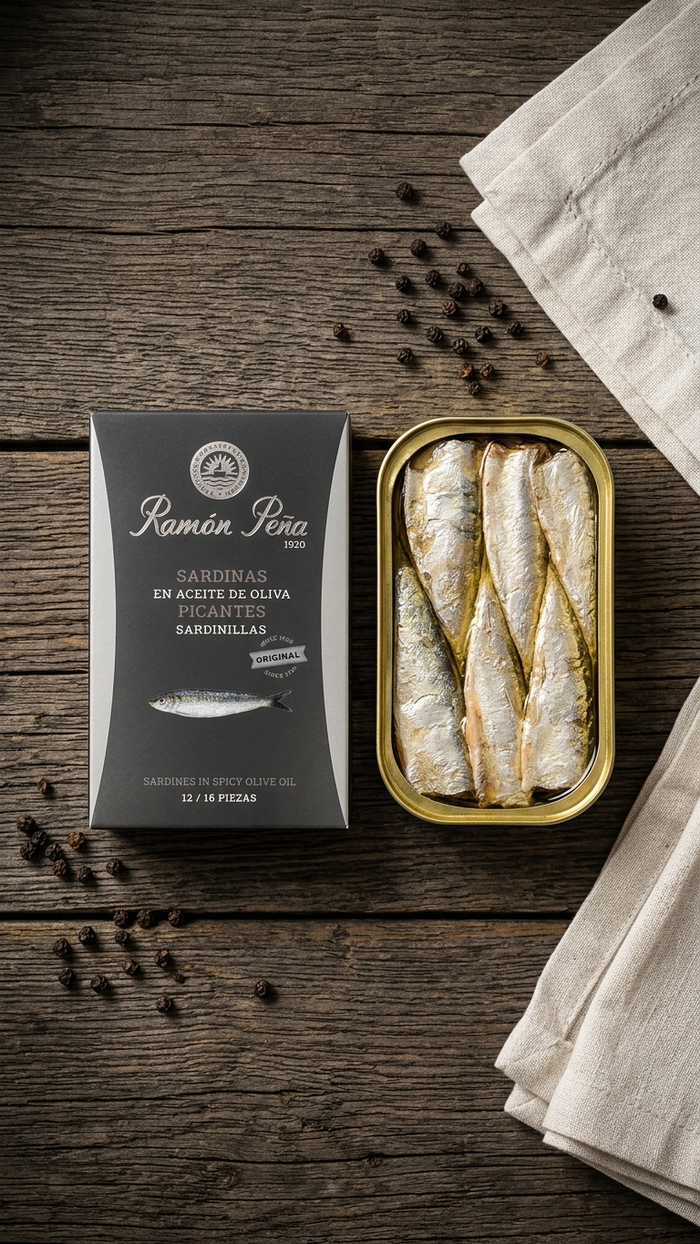 Ramón Peña (Silver Line): Small Sardines in Hot Olive Oil (12-16 pieces)